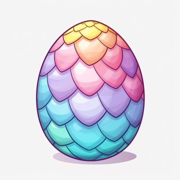 Photo a cartoon illustration of a colorful egg with a pattern on it generative ai