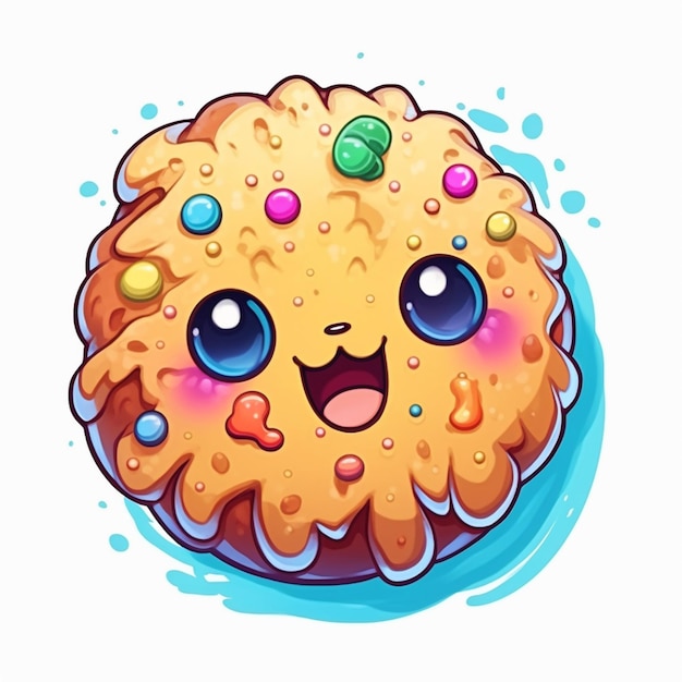 cartoon illustration of a cookie with a face and eyes generative ai