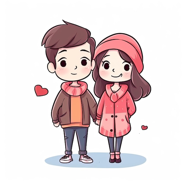 Photo cartoon illustration of a couple in love