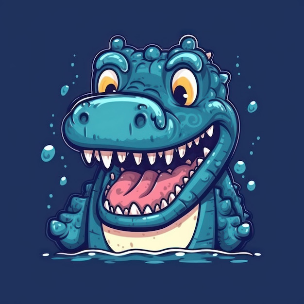 Photo a cartoon illustration of a crocodile