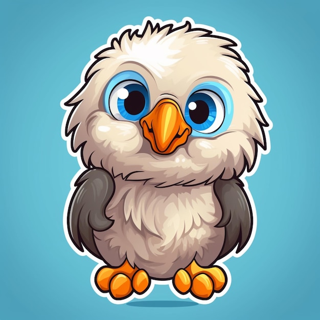 Cartoon illustration of a cute little bird with big eyes generative ai