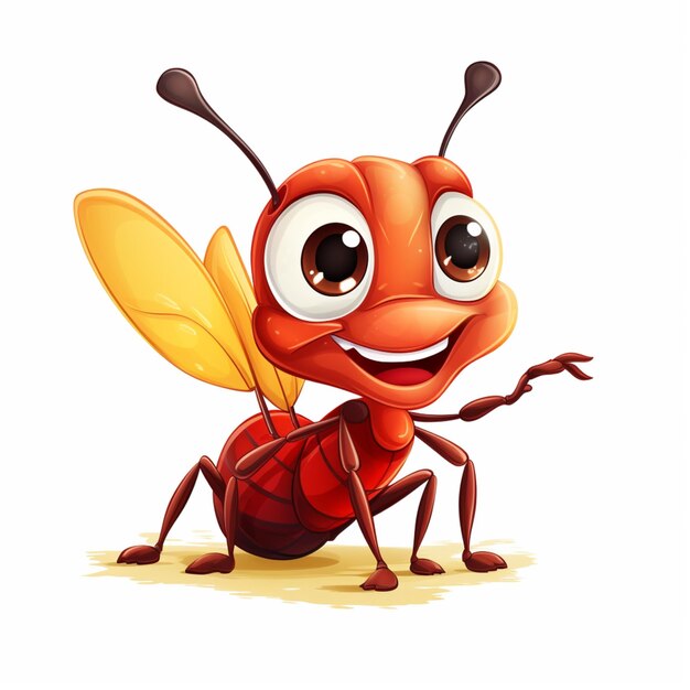 cartoon illustration of a cute little firefly with big eyes and a big smile generative ai