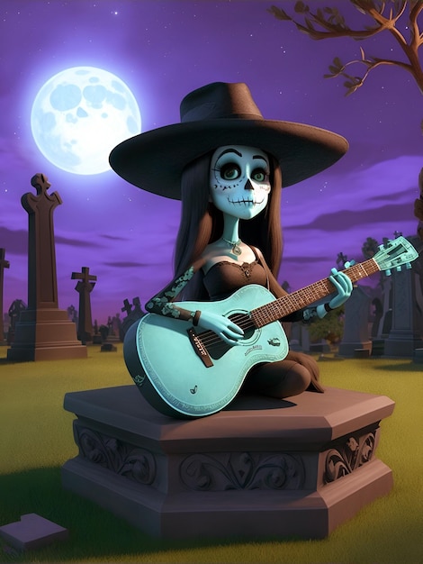 Photo cartoon illustration for day of the dead