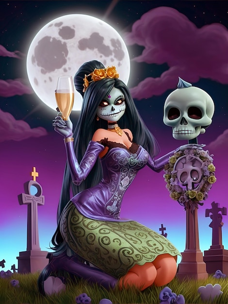 Cartoon Illustration for day of the dead