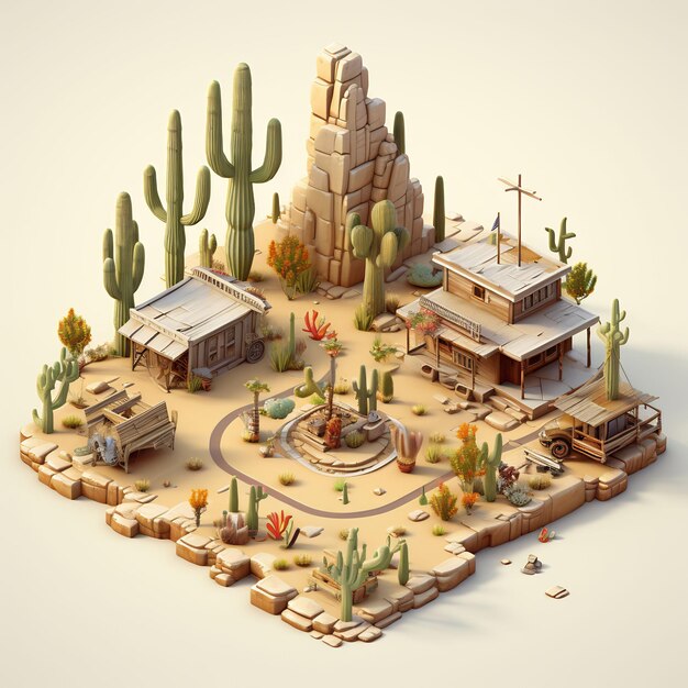 a cartoon illustration of a desert with a desert scene.