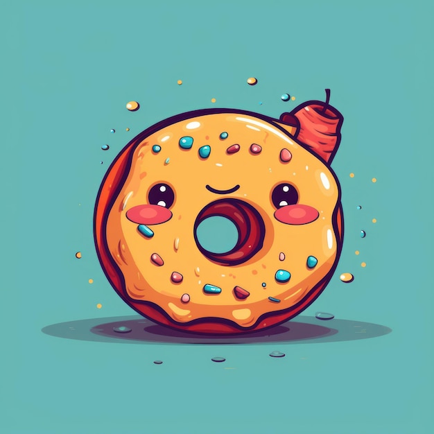 A cartoon illustration of a donut
