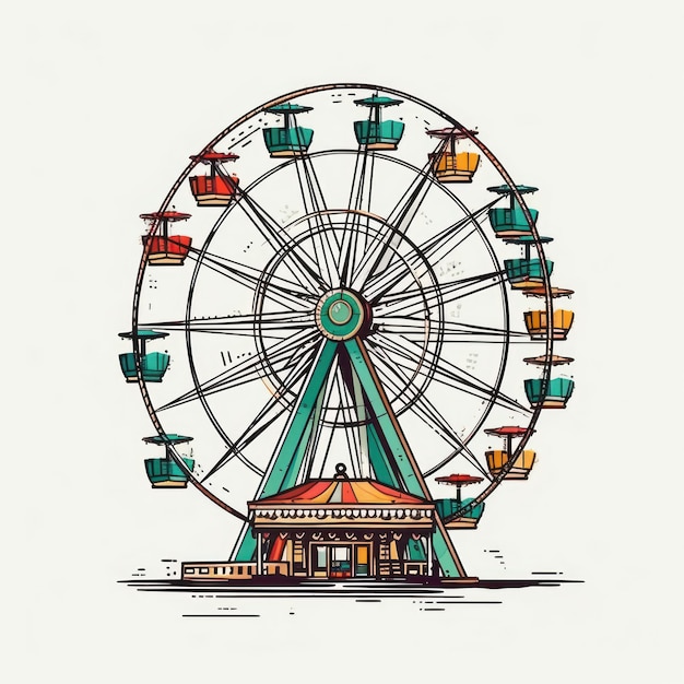 A cartoon illustration of a Ferris Wheel