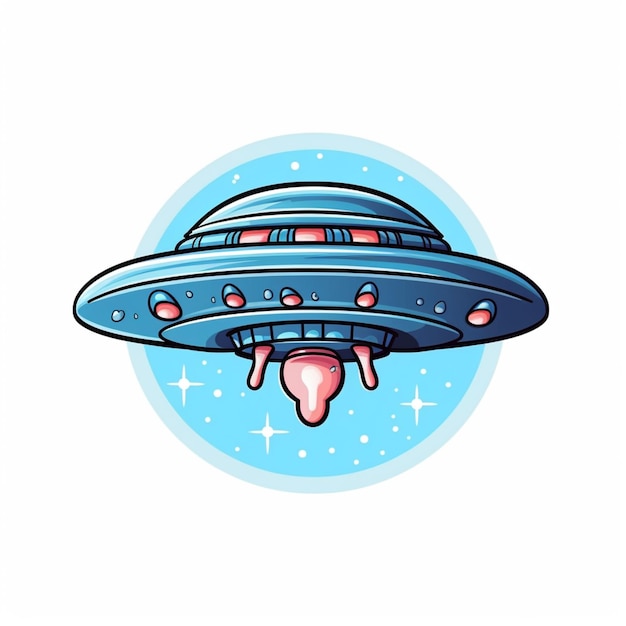 Cartoon illustration of a flying saucer with a pink nose generative ai