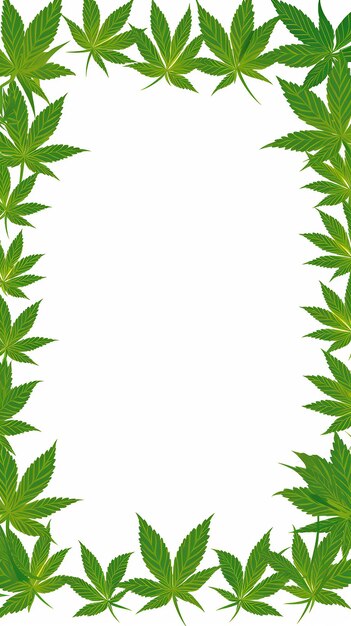 Foto illustrazione di cartone animato marijuana a cornice di canapa verde