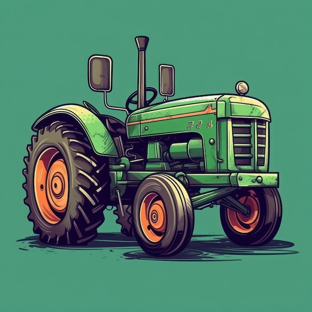 Cartoon illustration of a Green Tractor