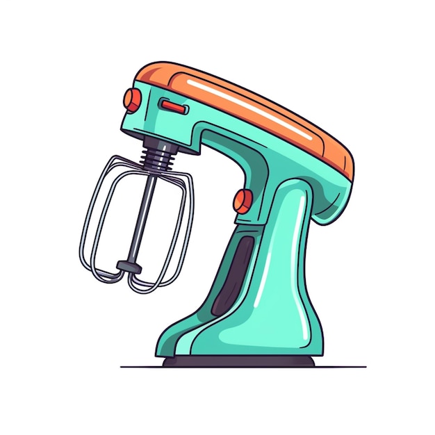 A cartoon illustration of a hand - held mixer.