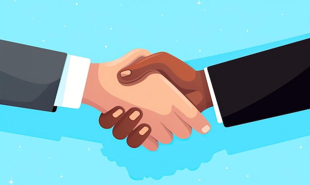 Photo a cartoon illustration of a handshake between two other hands.