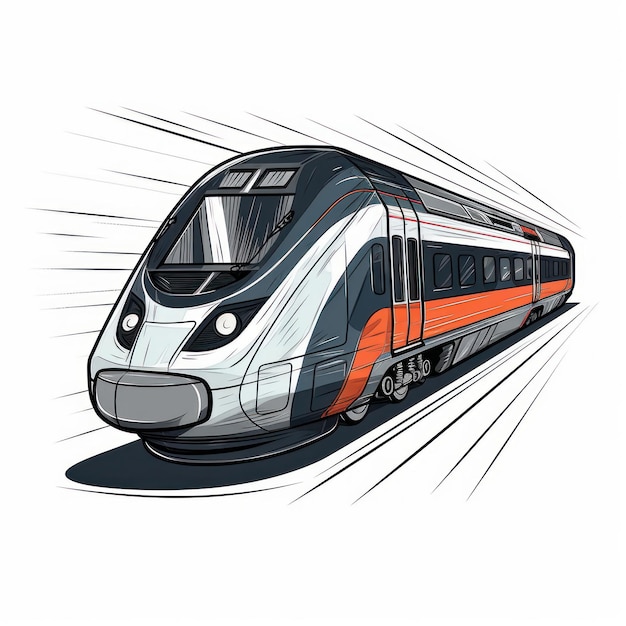 고속 열차의 만화 그림