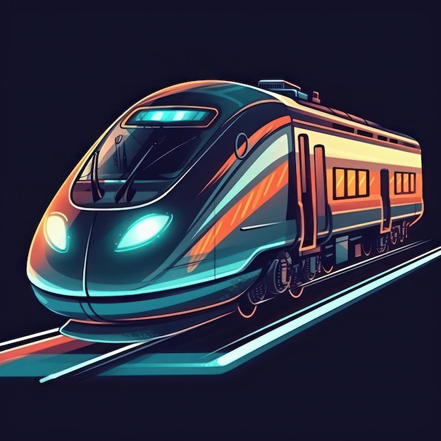 Cartoon illustration of a high speed train