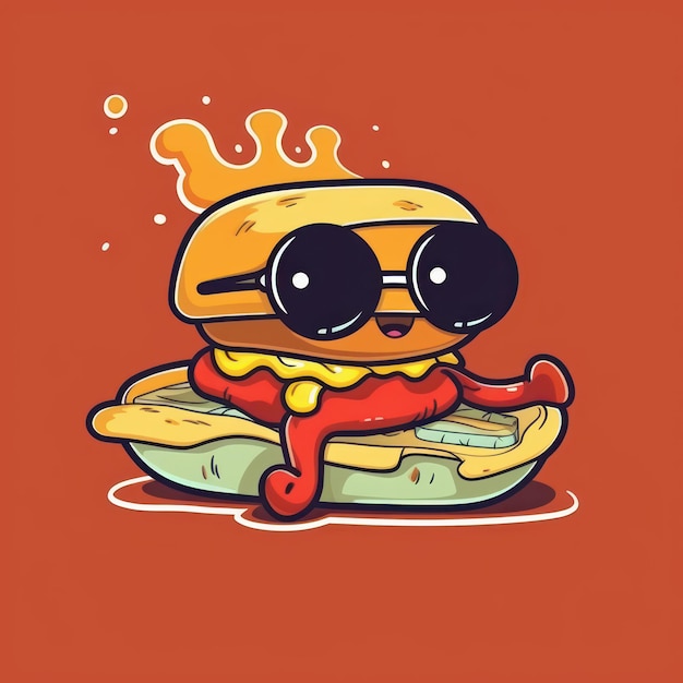 Photo a cartoon illustration of a hot dog