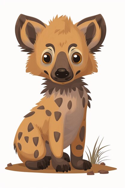 Photo cartoon illustration of a hyena sitting on the ground generative ai