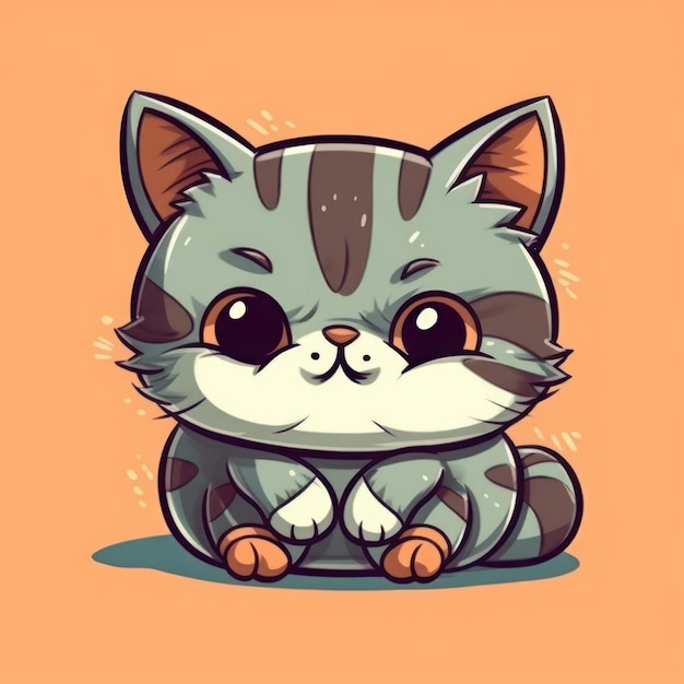 A cartoon illustration of a kitten