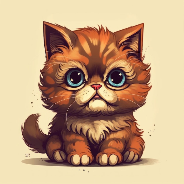 A cartoon illustration of a kitten