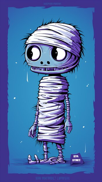 Photo a cartoon illustration of a little boy dressed as a mummy generative ai