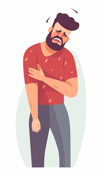 Photo cartoon illustration man in pain sickness men pain