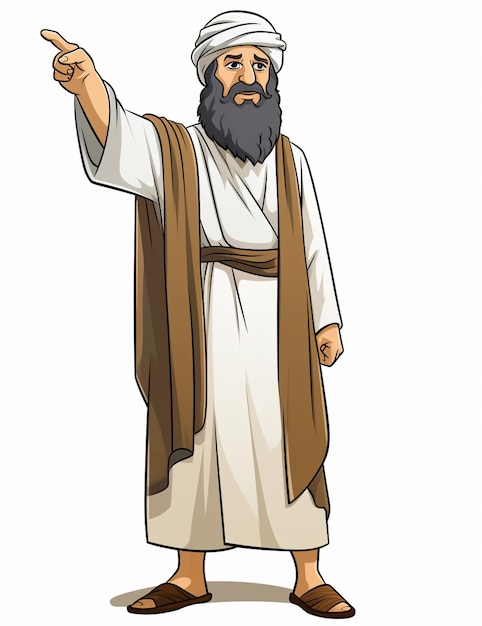 cartoon illustration of a man with a beard pointing to something generative ai