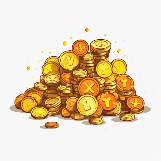 Photo a cartoon illustration of money coins