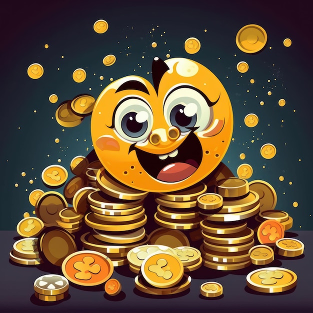 A cartoon illustration of money coins