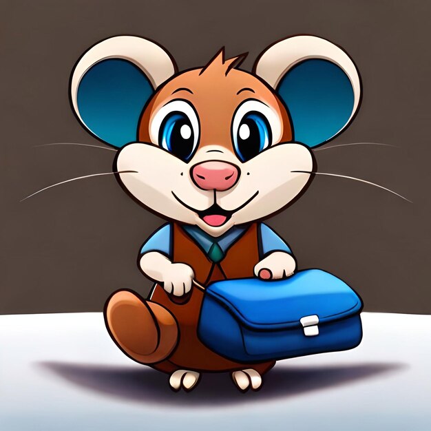 A cartoon illustration of a mouse with a blue box in the background.