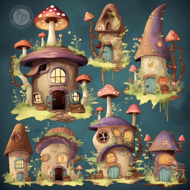 A cartoon illustration of a mushroom house.