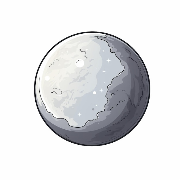 Фото Мультфильмная иллюстрация луны с небольшим кратером в середине