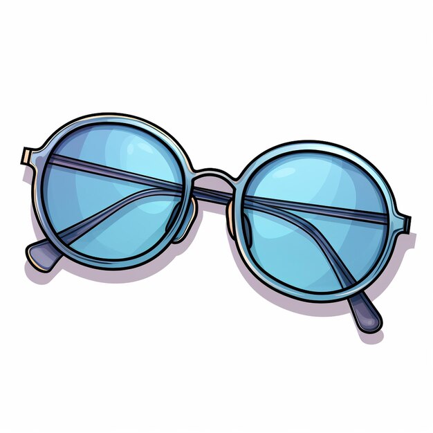 Photo cartoon illustration of a pair of sunglasses with blue lenses