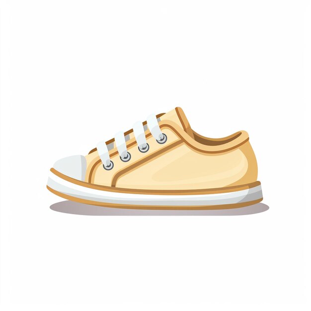 cartoon illustration of a pair of yellow sneakers with white laces generative ai