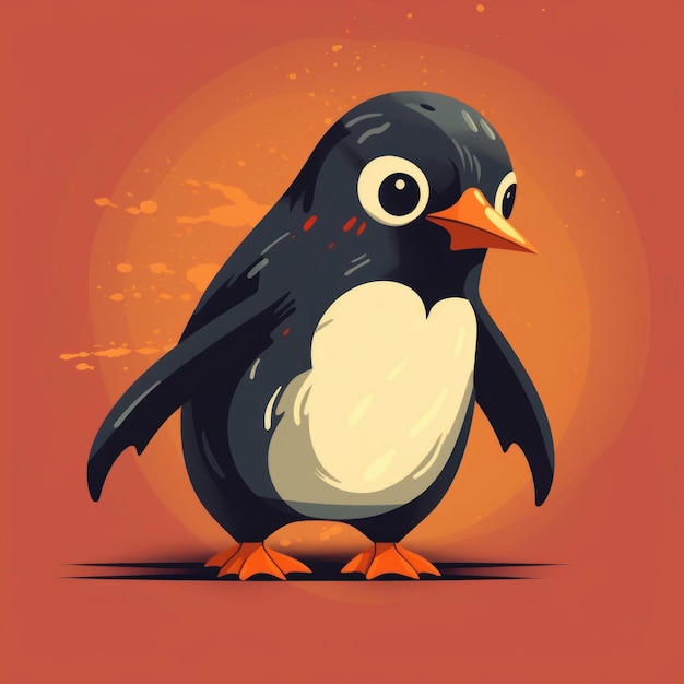 A cartoon illustration of a penguin