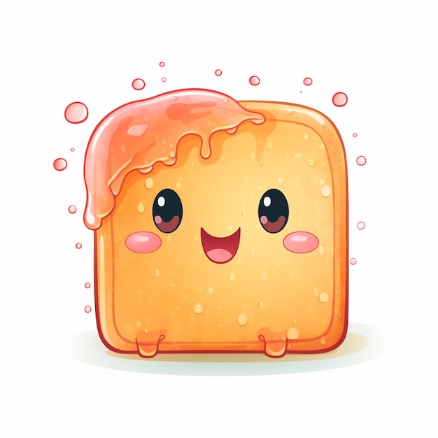 cartoon illustration of a piece of bread with a smiley face generative ai