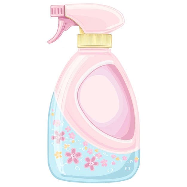 a cartoon illustration of a pink spray bottle with a flower pattern generative ai