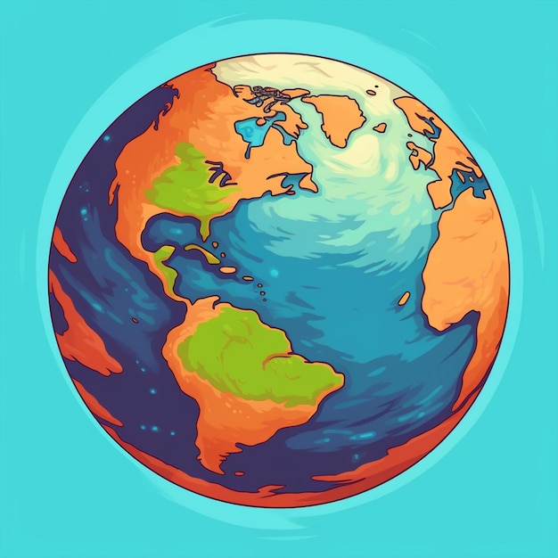 Cartoon illustration of Planet Earth