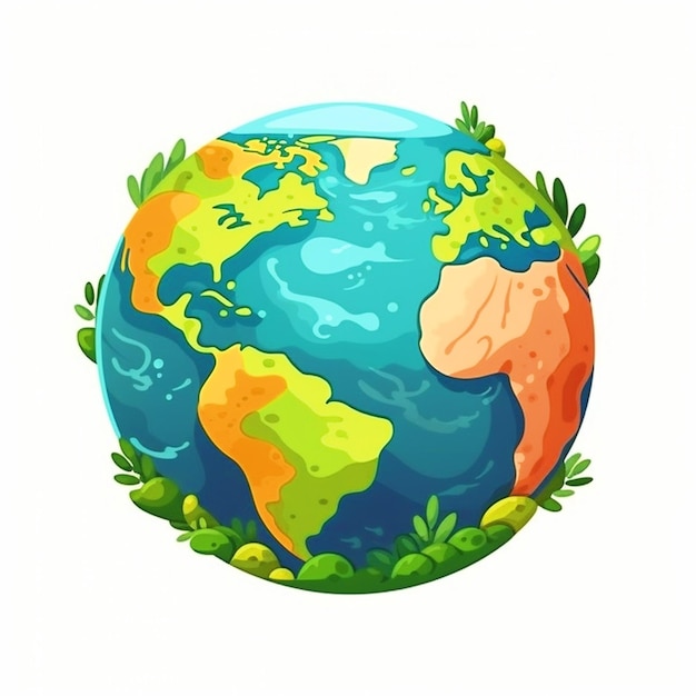 Cartoon illustration of Planet Earth