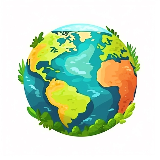 Photo cartoon illustration of planet earth