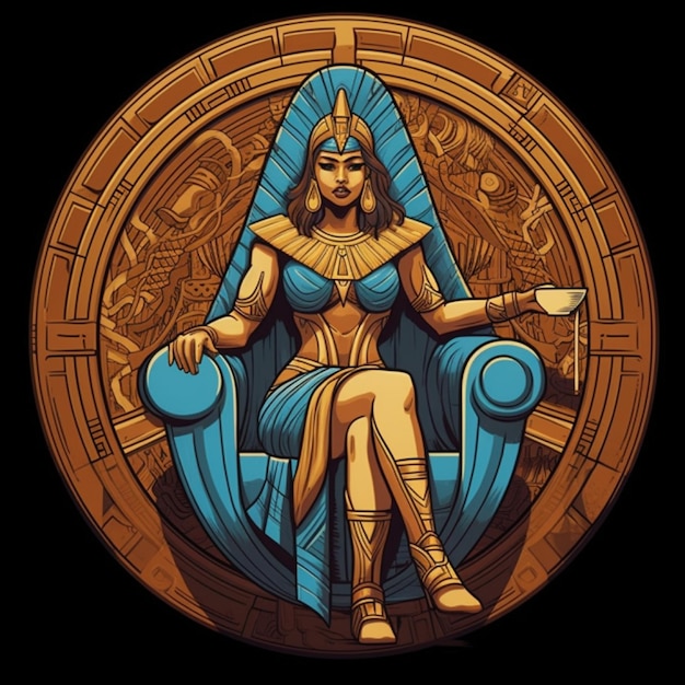 Photo a cartoon illustration of a queen sitting in a chair.