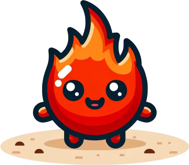 a cartoon illustration of a red fire character with a red flames