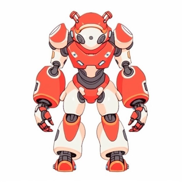 赤い体と黒い足を持つロボットの漫画イラスト生成 ai