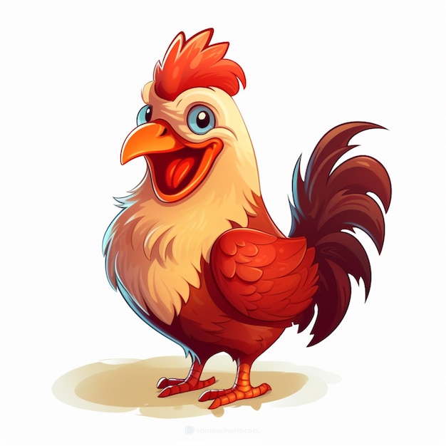 Photo cartoon illustration of a rooster with a big beak and a big grin generative ai