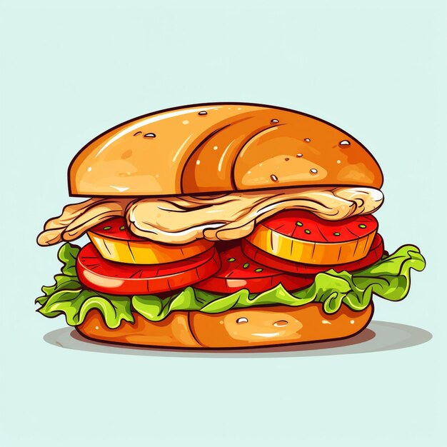 cartoon illustration of a sandwich with bacon generative ai