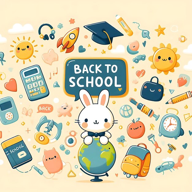 Photo a cartoon illustration of a school with the words back to school on it
