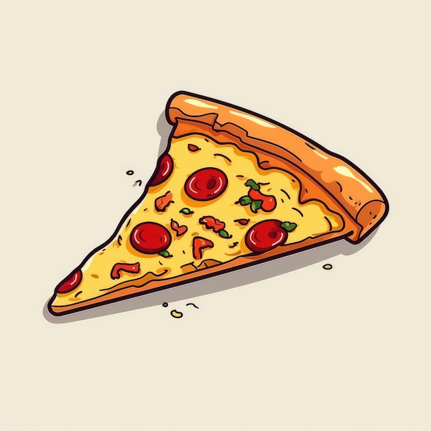 Photo cartoon illustration of a slice of pizza ai generated image