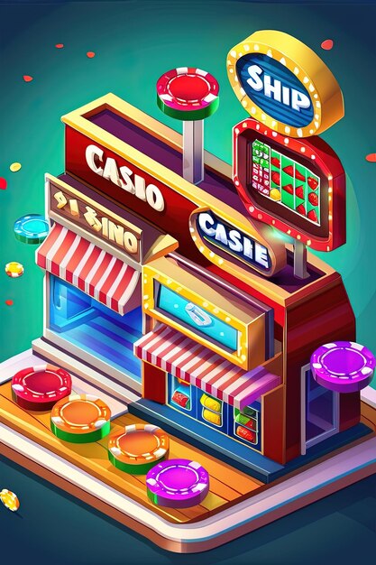 スロットマシン (Slot Machine) と呼ばれるスロットマシンのアニメイラストレーションです