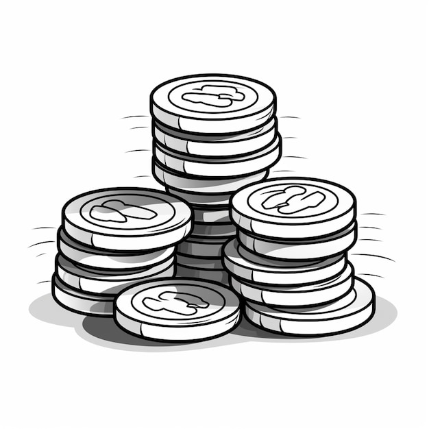 Foto un'illustrazione a cartone animato di una pila di monete con un segno di dollaro in cima generativo ai