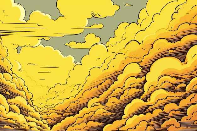 Photo cartoon illustration of stormy sky with clouds comic book style