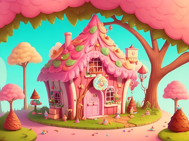 Premium AI Image  Gumball House beautiful candyland sweets