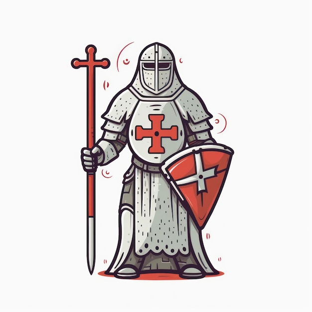 Cartoon illustration of a Templar warrior